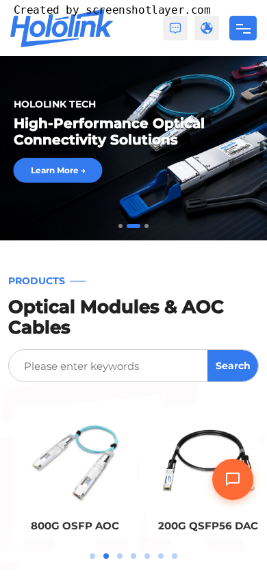 Hololink Tech 案例：科技设备品牌官网与海外询盘展示站 - 手机首页