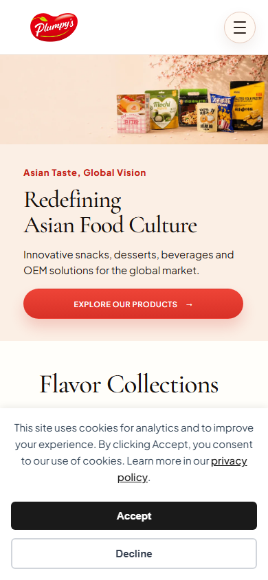 Ground Biotech 案例：亚洲食品供应商 B2B 外贸官网 - 手机首页