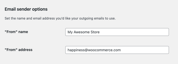 WooCommerce 邮件发件人选项界面