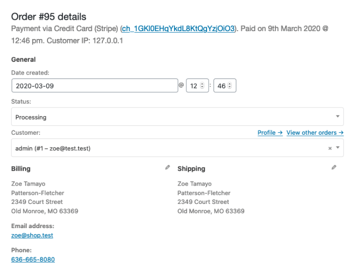 WooCommerce 订单详情页中的订单信息与操作区域