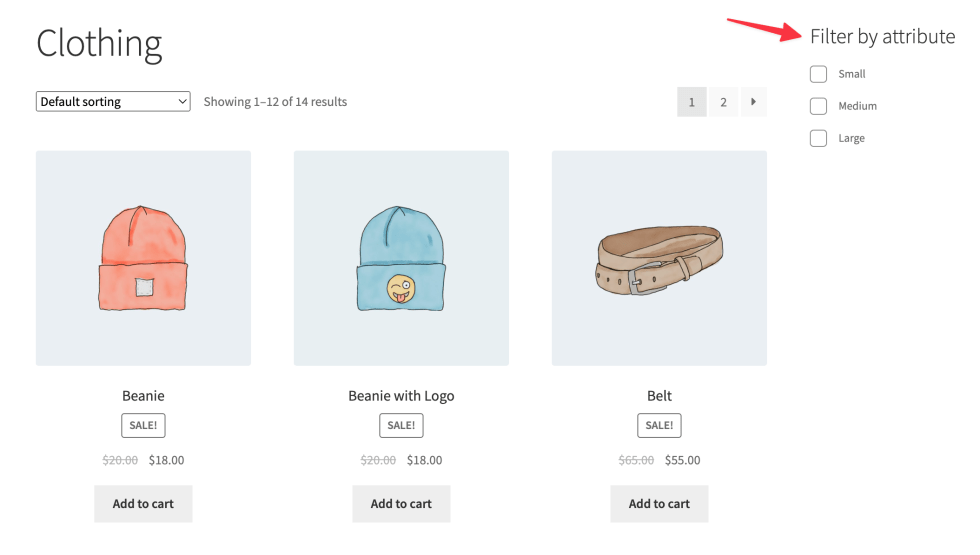 WooCommerce 店铺前台按属性筛选商品的界面