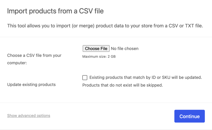 WooCommerce CSV 文件上传界面