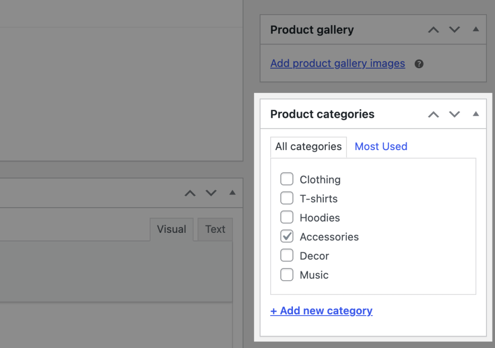 WooCommerce 在编辑商品时添加商品分类的界面