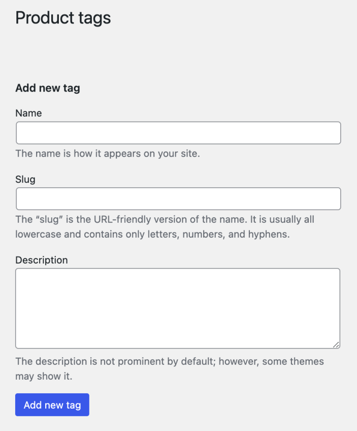 WooCommerce 新增商品标签的后台界面